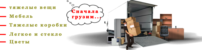 Загрузка вещей в машину. Movers Харьков - Последовательность загрузки вещей в машину.